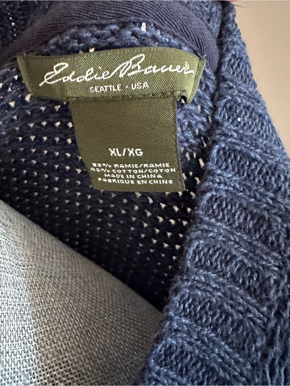 Eddie Bauer Navy Textured Knit Sweater